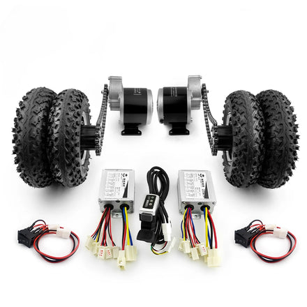 L-faster 8 Inch Off-road Dual Wheel Dual Drive 350W Geared Motor Chain Reverse Switch Electric Barrow Trolley Wagon Kit