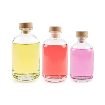 Wholesale 250ml 350ml 500ml Round Clear Rum Whiskey Vodka Tequila Rum Gin Spirits Glass Bottle with Cork Stopper