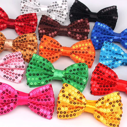 Male Formal Occasion Fashion Adjustable Length Polyester Bowtie Men Tuxedo Shiny Sequin Bow Ties