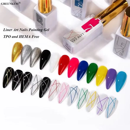 Painted Gel Nail Art Polish 12ml Nail Polish Liner Set Liner 12 Colors Custom Liner Art Nails Painting Gel