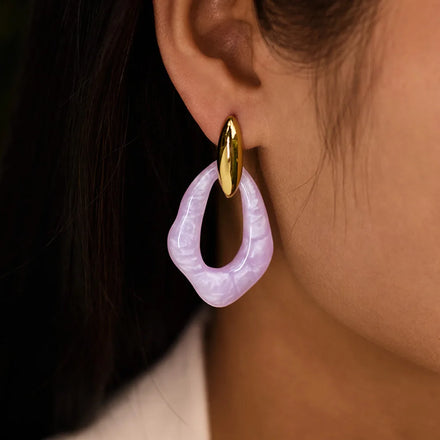 HOVANCI Transparent Acrylic Resin Plastic Earrings Hollow Acrylic Geometric Resin Stainless Steel Hoop Drop Earrings
