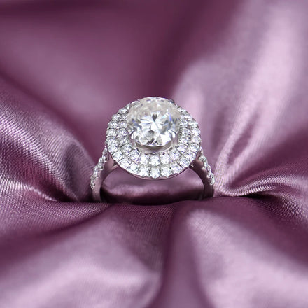 S925 Oval Shape Moissanite Ring Gemstone Fine Quality Lady's Ring