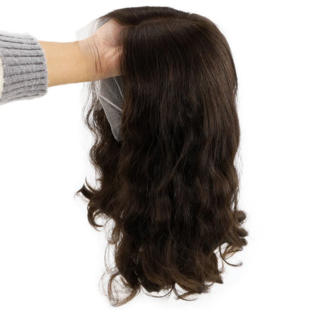 Mongulia Hair Super Soft Hair Kosher Wig with Lace in Front Dark Color
