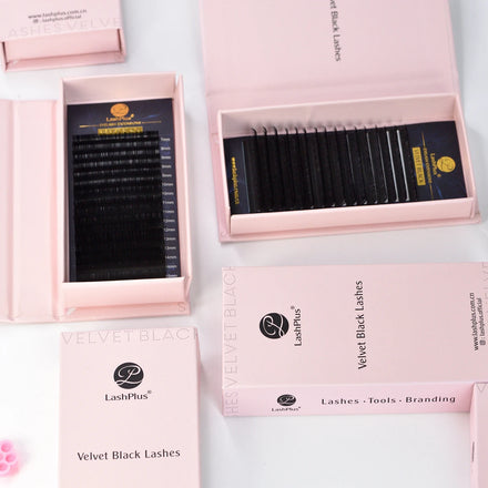 LashPlus Deep Jet Black Soft Lash Trays 6-25mm 0.03 0.05 C CC D Cashmere Dark Matte Eyelash Extension