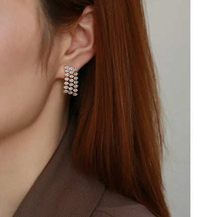 Zircon Full Diamond Tassel Earrings Female Shiny Retro 18K Gold Earrings Jewelry for Women