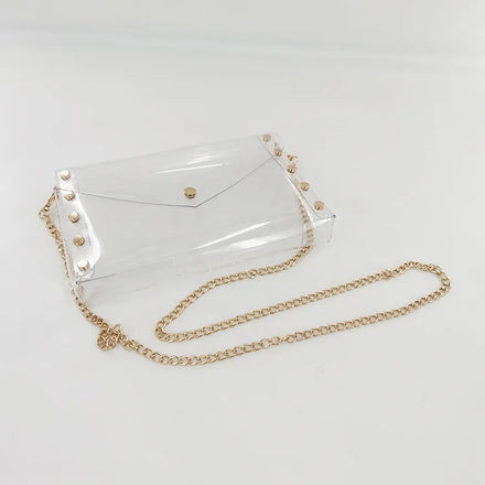 Metal Strap Stadium Approved Messenger Bag Clear PVC Shoulder Bag Studded Shoulder Bag JA187