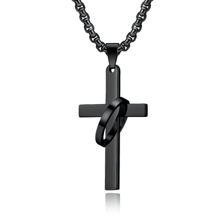 Trendy 18K Gold Plated Stainless Steel Pendant No Tarnish Hip Hop Punk Style No Tarnish Blank Cross Circle for Women Men Chains