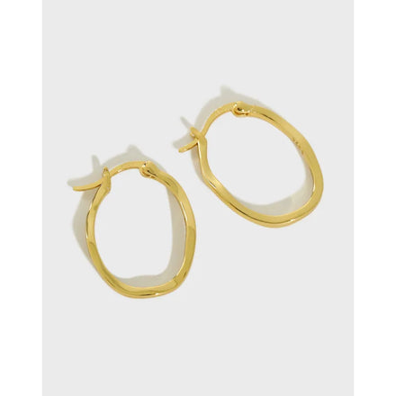 925 Sterling Silver Irregular Oval Hoop Earrings Minimalist Fashion Earrings 18k Gold Designer Earrings Jewelry Girls Gift
