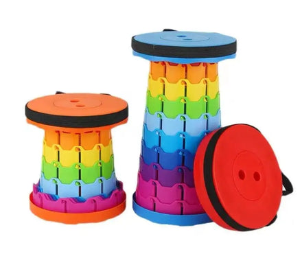 Colorful PP Retractable Camping Picnic Supplies Telescopic Folding Rainbow Portable Collapsible Stool for Fishing