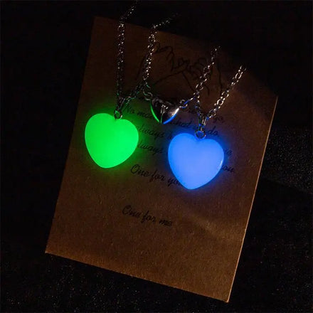 Luminous Stone Heart Wish Making Pendant Natural Stone Necklace for Lover Couple 2pcs/set SN030