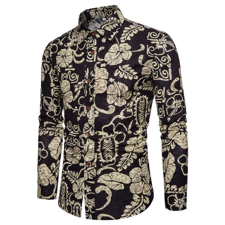 Custom Wholesale Single Breasted Hawaii Long Sleeve Plus Size Beach Shirt Top Man Shirt Print t Shirt