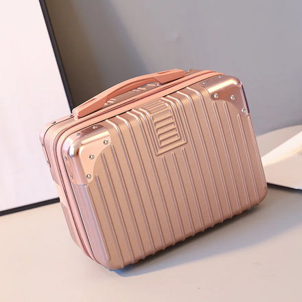 Vintage and Cute Carry-on Non-wheeled Mini ABS Trunk Suitcase with Shoulder Strap Screen Printed Gift