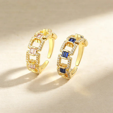 QIKU New Trendy 5 Colors Rhinestone Opening Adjustable Rings Women Noble Fashion Couple Love Girlfriend Jewelry Gift Wholesale