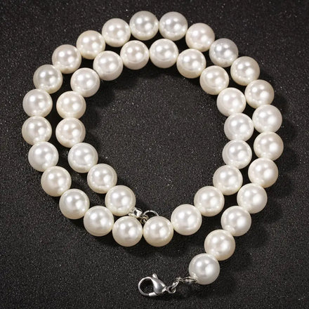 8mm White Simulated Shell Necklaces Simple Elegant Bohemian Short Multi Layer Handmade Pearl Clavicle Necklace Jewelry for Women