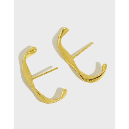 925 Sterling Silver Minimalist Mobius Stud Earrings Geometric C Shape Designer Earrings 18K Gold Earrings Women