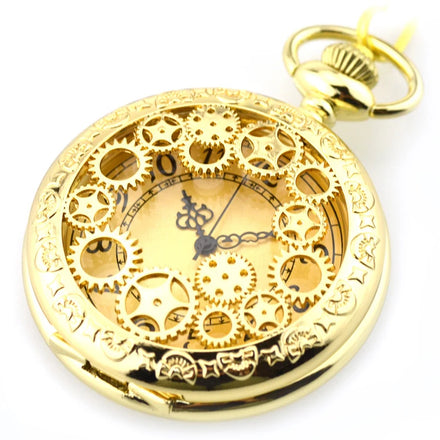 Antique Vintage Hollow Gear Quartz Steampunk Copper Black Bronze Gold Flip Pendant Clock Chain Men Women Gifts Pocket Watches
