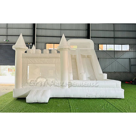 Outdoor Commercial Inflatable White Bounce House Combo with Ball Pit and Slide Inflatable Castle Water Slide Pool