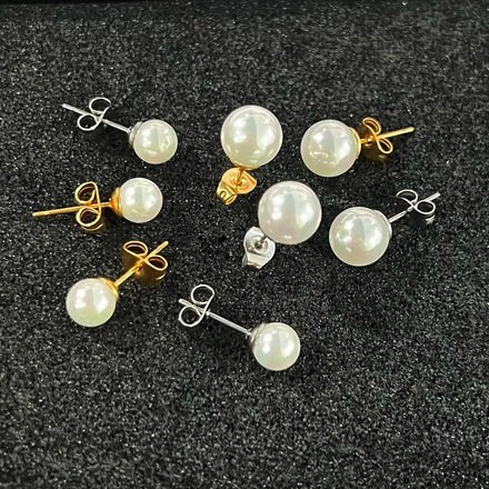 Hawaiian Imitation Gold Plated Statement Pearl Stud Earring Luxury Stainless Steel Brand Designer Jewelry Earrings for Women