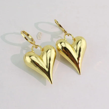 EM1344 Fashion Dainy Small Minimalist 18k Gold Plated Bulgy Puffy Puffed Puff Heart Star Huggie Hoop Earrings