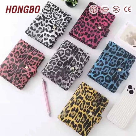 Ins FB TK Hot New A7 Leopard Prints Leather Binder Budget Planner As Money Binder Organizer / Portable Agenda Planner