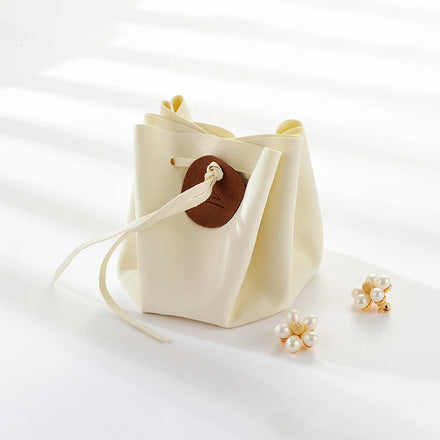 Custom Logo Necklace Pearl Bracelet Microfiber Velvet Packing Jewelry Bag Big String Handbag Jewellery Dust Drawstring Bag