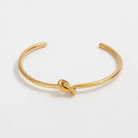 Fenny 18K PVD Plated Wholesale Waterproof&No Fade Popular Simple Cute Knot Cuff Stainless Steel Jewelry Bracelet