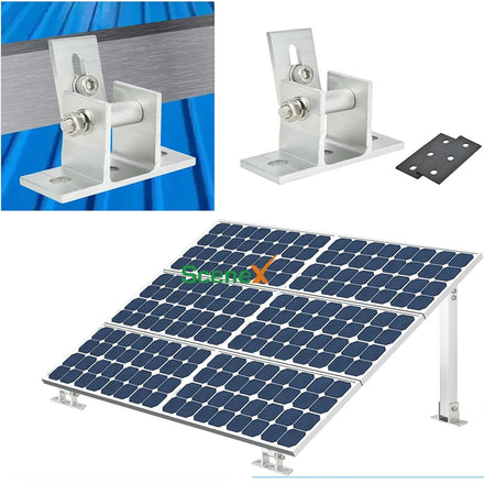 Solar Aluminum Adjustable 15/30 Degrees Front Rear Leg Solar Panel Support Frame Solar Mounting Leg Bracket for Any Flat Roof