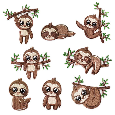 Cute Cartoon Sloth Design Embroidered Iron on Animal Patches for Kids Wear