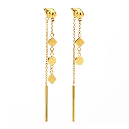 Women's Gold Color Stainless Steel Statement Earrings with Diamond Trendy Religious Wedding Fashion Jewelry Gift