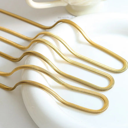 Fashion Pvd Gold Plated Stainless Steel Patchwork Necklace With Soft Snake Bone Chain Jewelry Women