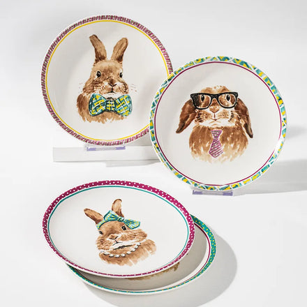 Ins Hand-painted Cute Cartoon Rabbit Ceramic Plate Creative Watercolor 8-inch Dessert Plate