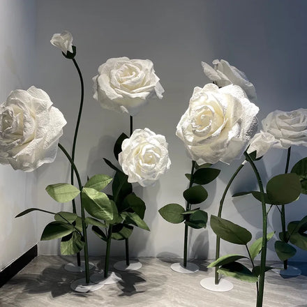 Q176 White Rose Paper Giant Flower Decoration Hand Knead Paper Art Flower Handmade Wedding Photography Props Wedding Layout