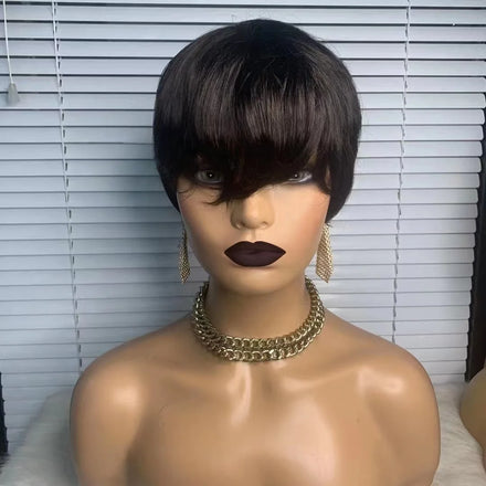 Stock 100% Virgin Remy Human Hair Cheap Wholesale Machine Made Cheveux BOB Wigs Perruque Coupe Courte Pixie