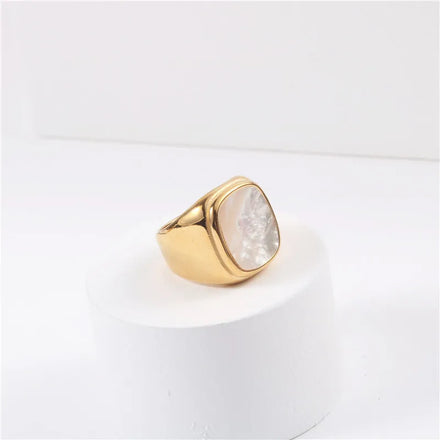 Fenny 18K Gold Plated Wholesale No Fade Drop Shipping Luxury Big Shell Stainless Steel Finger Ring Trendy for Women