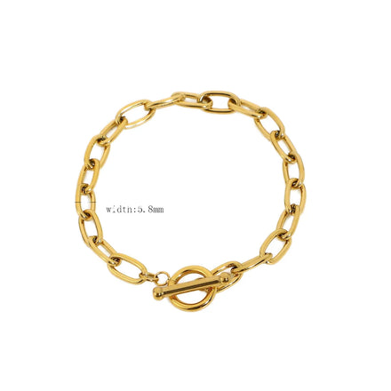Flat Snake Chain Stack Wear Miami Cuban Chain Bracelet 18K Gold Stainless Steel Bracelet for Women