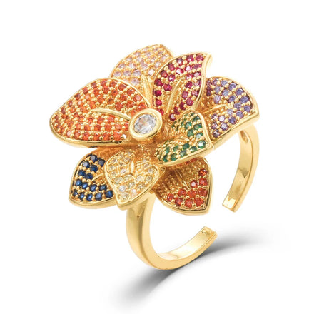 High Quality Adjustable Elegant Colorful Butterfly CZ Zirconia Paved Black Gold Luxury Women Party Rings Brides Jewelry Gift