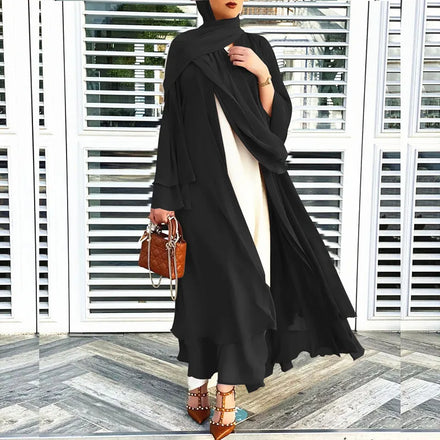 2023 Open Abayas Soft Elegant for Women Dubai Muslim Fashion Hijab Dress Large Women's Gown Solid Color Islamic Clothing