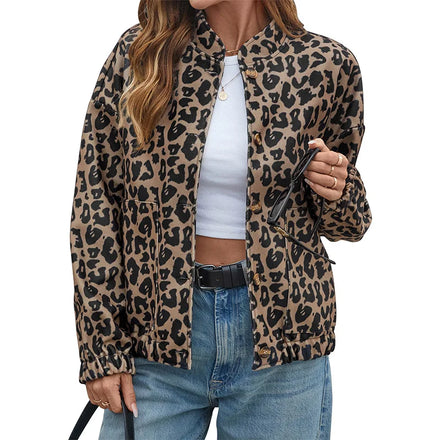 New Arrival Women's Casual Oversized Leopard Printed Vintage Jacket Coat Warm Outwear Jacket for Winter