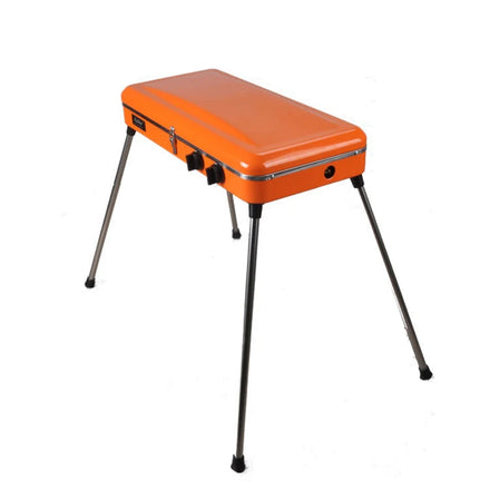 Portable Stainless Steel 2-Burner Gas Barbecue Grill Natural Gas Cooking Equipment Orange Foldable Outdoor Camping BBQ Grills
