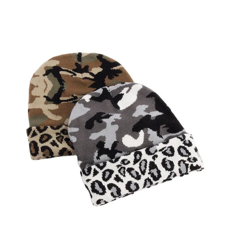 High Quality Camouflage Large-brimmed Knit Cap Leopard Print Custom Suitable for Outings Parties Gatherings