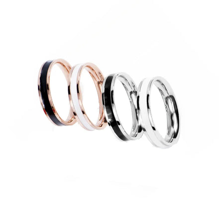 Wholesale Stainless Steel Enamel Colors White and Black Couple Lovers Finger Ring Jewelry Fashion Accessories China Supplier