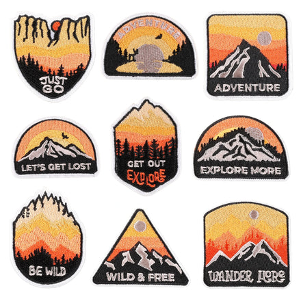 Outdoor Mountains Sunset Badge Embroidery Iron on Outdoor Patches for Cap