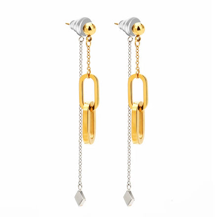 Women's Trendy Gold-Plated Stainless Steel Religious Necklaces Chains Anniversary Party Wedding Gift with Number-shaped Earrings
