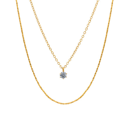 Chris April Fashion Jewelry Stainless Steel PVD Gold Double Layers Necklace for Women
