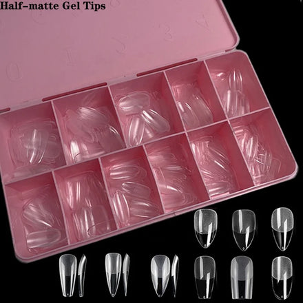 500/600Pcs Box ABS Soft Gel Tips Traceless No Trace Clear Short XL Coffin Stiletto Square Almond Soft Gel Nail Tip