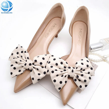 Polka Dot Butterfly Shoe Clips Detachable Wedding Bridal Shoe Accessories