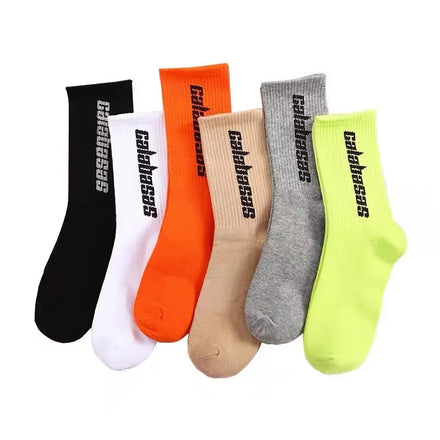 Men's Casual Cotton Socks for Fall Winter Sports-Specific Street Alphabet Hip Hop Skateboarding Basketball Medium Stockings