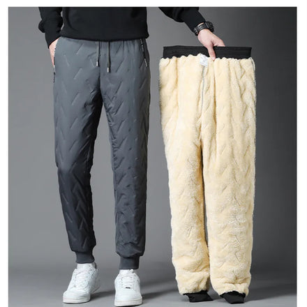 WK-P1001 Winter Lamb Cashmere and Velvet Thick Men's Large Size Casual Trousers Cotton Hoodie Pants