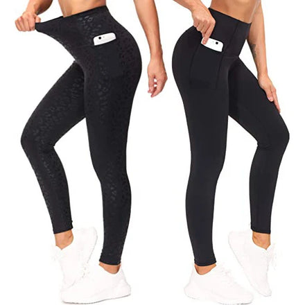 Women's XL High Waist Athletic Yoga Pants Tummy Control Workout Leggings Pockets Seamless Plus Size Solid Pattern Running Hiking