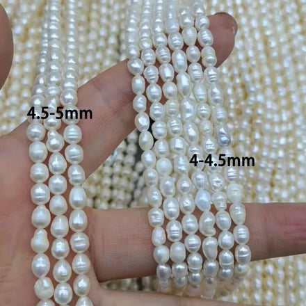 Real 4-4.5mm White Color Natural Freshwater Rice Pearl Choker for Women Gift